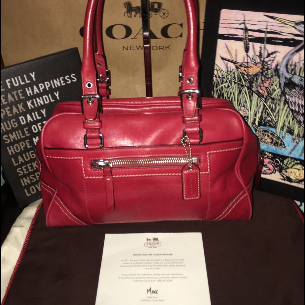 💯 Authentic Coach Vintage Red Leather Satchel 💯
